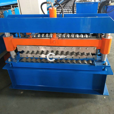 PPGI रंग स्टील स्वचालित काटने 0.3 मिमी नालीदार शीट रोल बनाने की मशीन