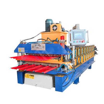 डबल लेयर स्टील रूफ रोल फोर्मिंग मशीन 5.5 KW पावर और 15-16 स्टेशनों के साथ