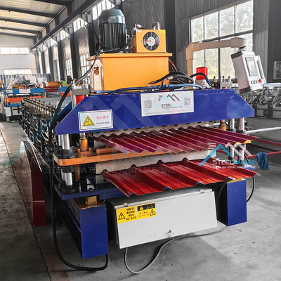 डबल लेयर स्टील रूफ रोल फोर्मिंग मशीन 5.5 KW पावर और 15-16 स्टेशनों के साथ